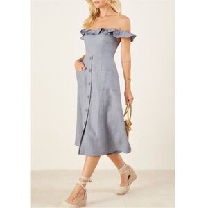 REFORMATION Hattie Off the Shoulder Linen Dress